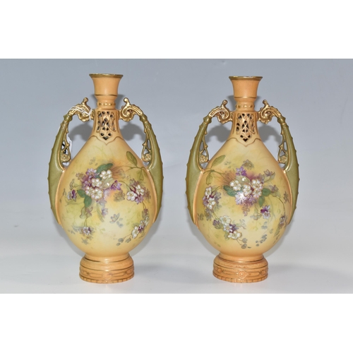 798 - A PAIR OF ALEXANDRA PORCELAIN WORKS VASES, Turin Austria, early 20th Century Art Nouveau vases, blus... 