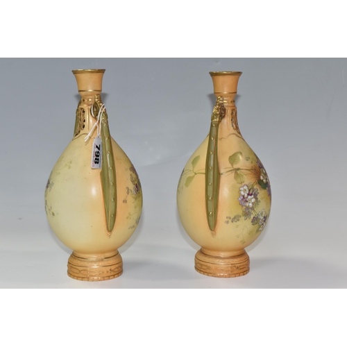 798 - A PAIR OF ALEXANDRA PORCELAIN WORKS VASES, Turin Austria, early 20th Century Art Nouveau vases, blus... 