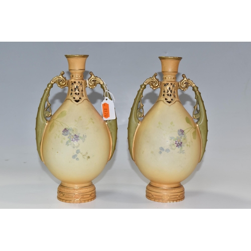 798 - A PAIR OF ALEXANDRA PORCELAIN WORKS VASES, Turin Austria, early 20th Century Art Nouveau vases, blus... 