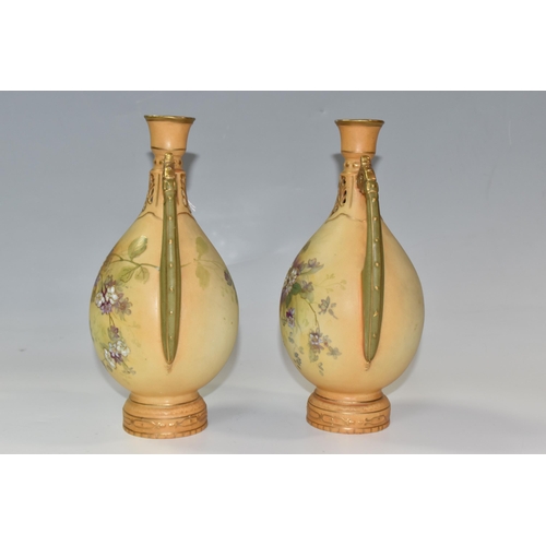 798 - A PAIR OF ALEXANDRA PORCELAIN WORKS VASES, Turin Austria, early 20th Century Art Nouveau vases, blus... 