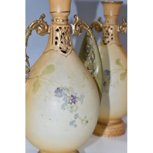 798 - A PAIR OF ALEXANDRA PORCELAIN WORKS VASES, Turin Austria, early 20th Century Art Nouveau vases, blus... 