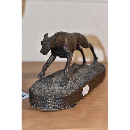 805 - A BRONZE FIGURE OF A BOXER DOG, the standing boxer on a rectangular base, marked 'Copyright 1943', h... 