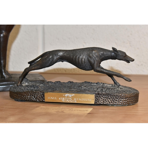 805 - A BRONZE FIGURE OF A BOXER DOG, the standing boxer on a rectangular base, marked 'Copyright 1943', h... 