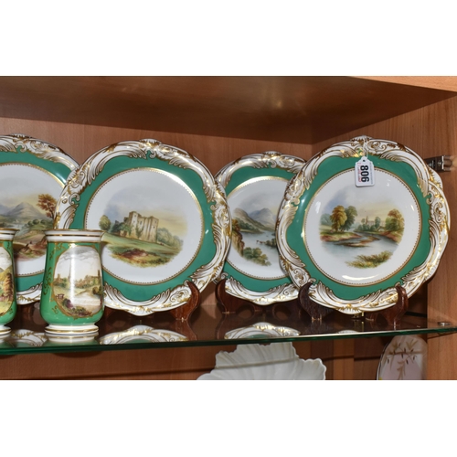 806 - SIX NINETEENTH CENTURY DAVENPORT CABINET PLATES, ETC, the Davenport plates painted with scenes named... 