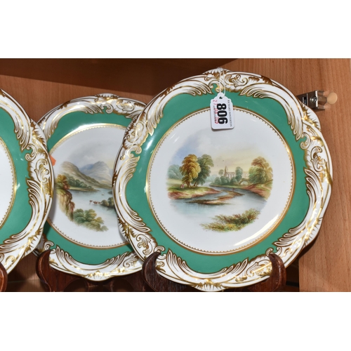 806 - SIX NINETEENTH CENTURY DAVENPORT CABINET PLATES, ETC, the Davenport plates painted with scenes named... 