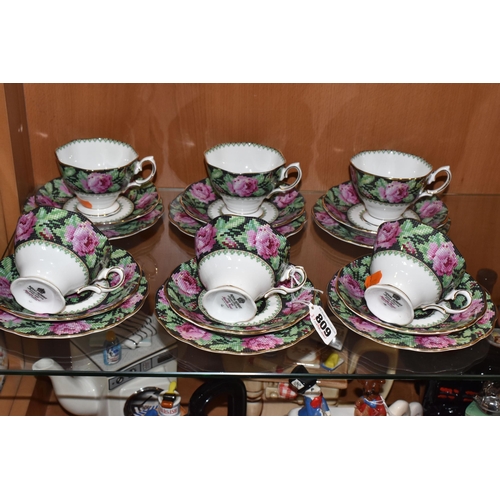 809 - SIX ROYAL ALBERT TRIOS, in the Needle Point pattern (18) (Condition Report: pieces appear in good ge... 