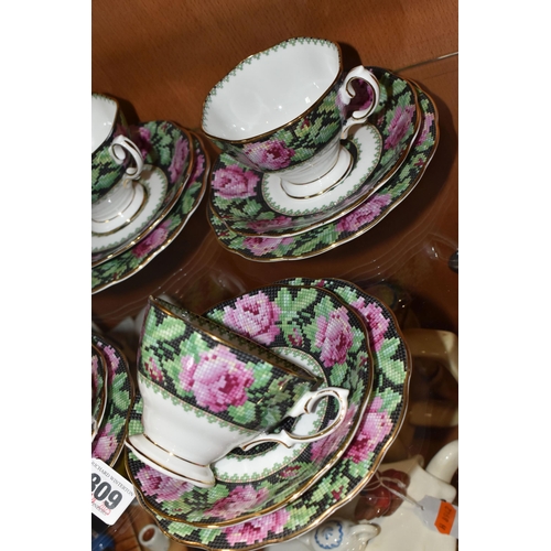 809 - SIX ROYAL ALBERT TRIOS, in the Needle Point pattern (18) (Condition Report: pieces appear in good ge... 