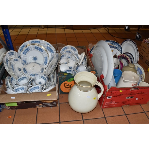 841 - THREE BOXES AND LOOSE CERAMICS to include two boxes of Coalport 'Revelry' dinnerware comprising asso... 