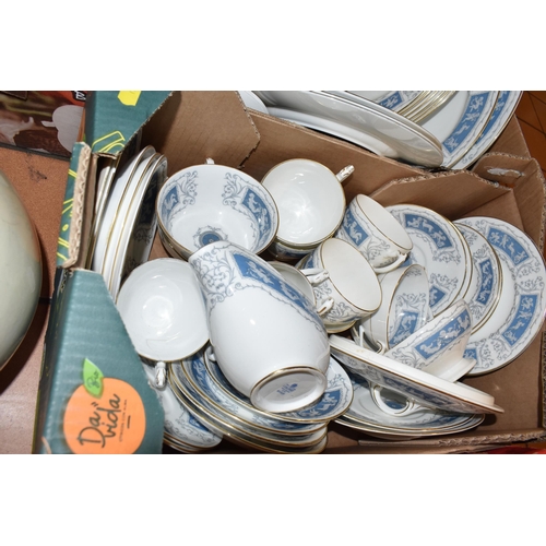 841 - THREE BOXES AND LOOSE CERAMICS to include two boxes of Coalport 'Revelry' dinnerware comprising asso... 