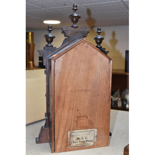 842 - TWO 'HAC WUTTEMBURG' WOODEN CASED CLOCKS comprising a mantel clock with a gilded clock face surround... 