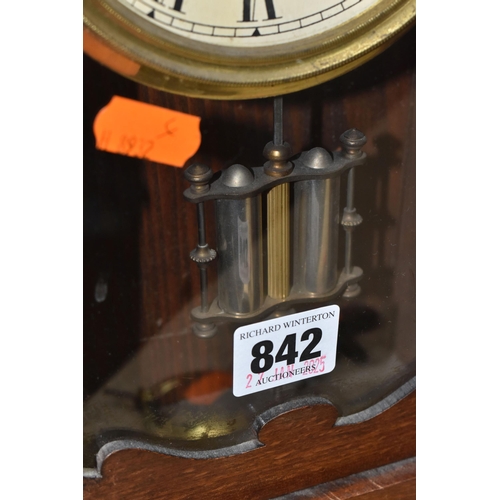 842 - TWO 'HAC WUTTEMBURG' WOODEN CASED CLOCKS comprising a mantel clock with a gilded clock face surround... 