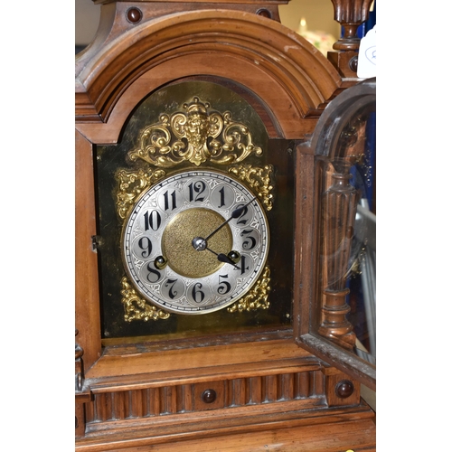 842 - TWO 'HAC WUTTEMBURG' WOODEN CASED CLOCKS comprising a mantel clock with a gilded clock face surround... 