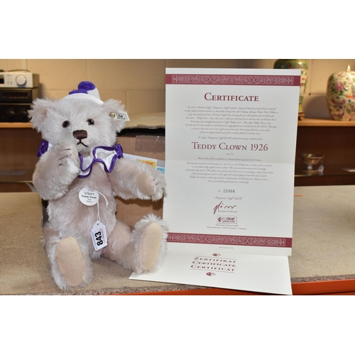 843 - A SMALL BOXED LIMITED EDITION 'TEDDY CLOWN' STEIFF BEAR numbered 2484/5000, a replica of a 1926 mode... 