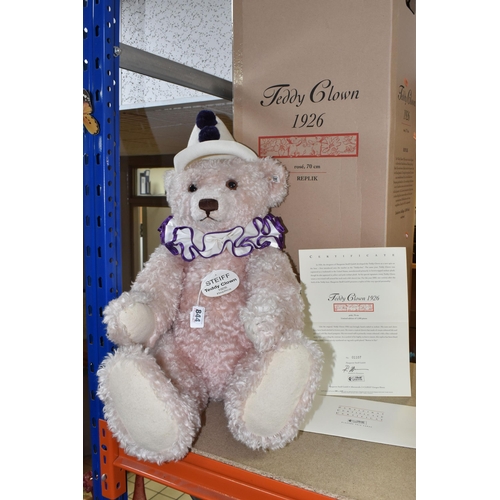 844 - A LARGE BOXED LIMITED EDITION 'TEDDY CLOWN' STEIFF BEAR numbered 1107/1500, a replica of a 1926 mode... 