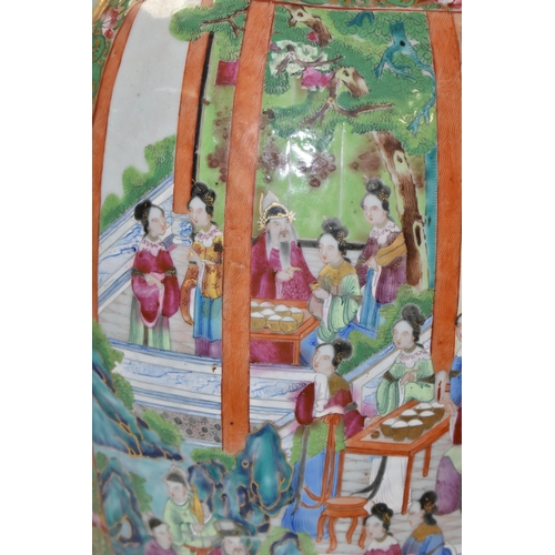 859 - A LARGE NINETEENTH/EARLY TWENTIETH CENTURY CANTON CHINESE 'FAMILLE ROSE' VASE depicting court and co... 