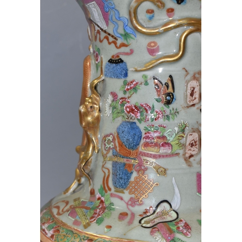 859 - A LARGE NINETEENTH/EARLY TWENTIETH CENTURY CANTON CHINESE 'FAMILLE ROSE' VASE depicting court and co... 