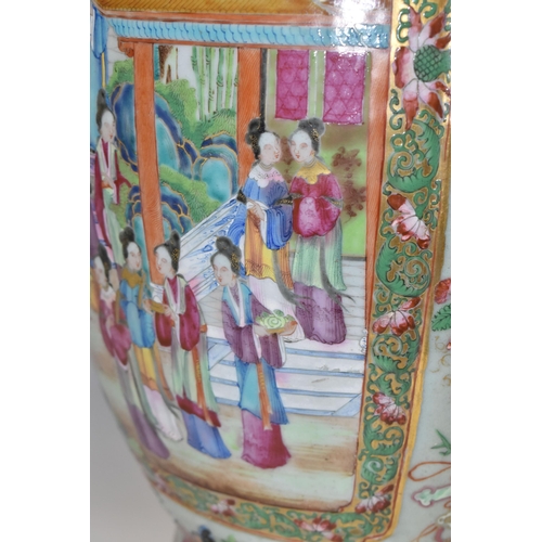 859 - A LARGE NINETEENTH/EARLY TWENTIETH CENTURY CANTON CHINESE 'FAMILLE ROSE' VASE depicting court and co... 