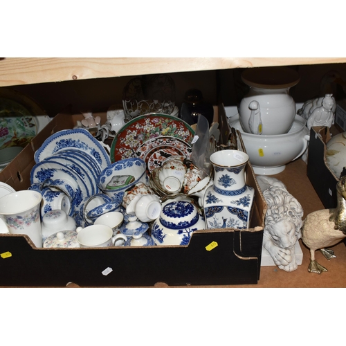 878 - FOUR BOXES AND LOOSE MISCELLANEOUS CERAMIC AND GLASS, included Melba China tea ware with floral deta... 