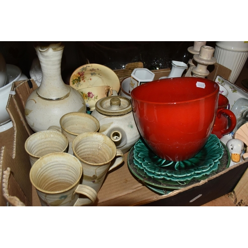 878 - FOUR BOXES AND LOOSE MISCELLANEOUS CERAMIC AND GLASS, included Melba China tea ware with floral deta... 