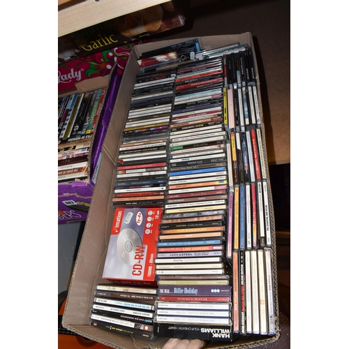 883 - FOUR BOXES OF DVDS, CDS AND AN ACCOUSTIC GUITER, included a Hohner guitar model MC - 05, approximate... 