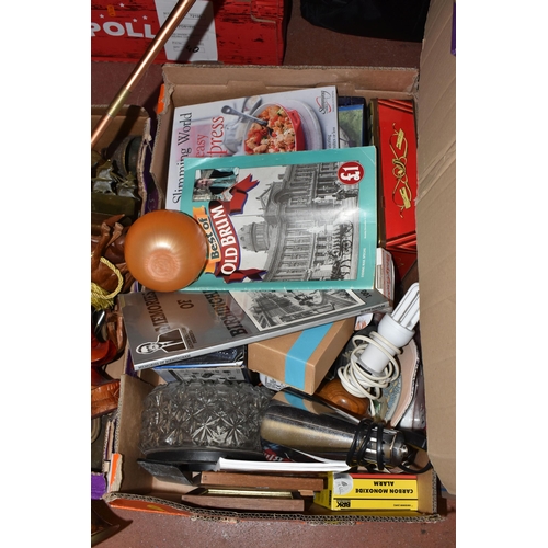 884 - FIVE BOXES AND LOOSE OF MISCELLANEOUS ITEMS, to include a quantity of small metal stencils various d... 