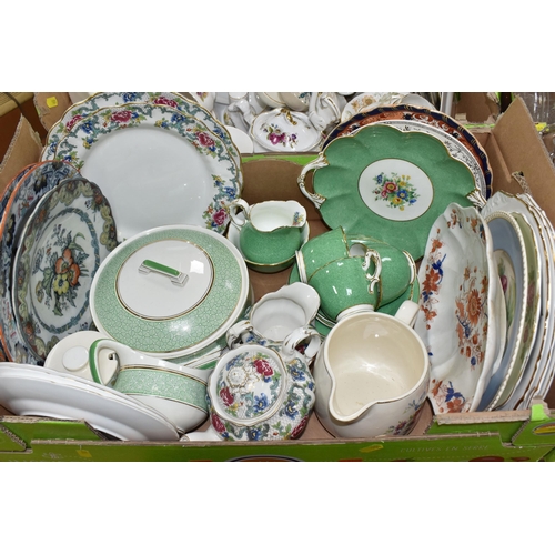 901 - FIVE BOXES AND LOOSE CERAMICS AND GLASSWARE, to include a collection of porcelain soup ladles, assor... 