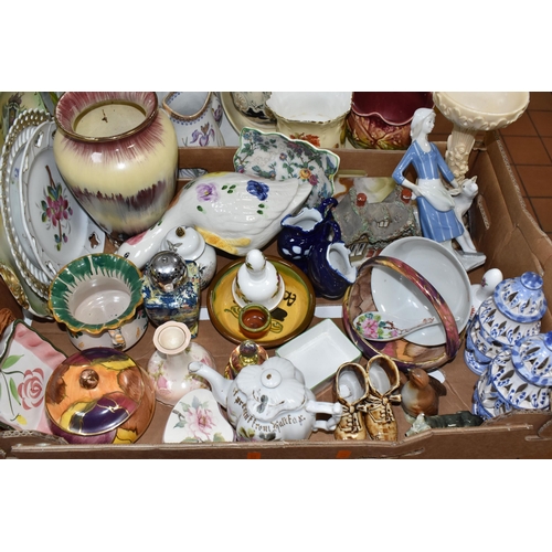 901 - FIVE BOXES AND LOOSE CERAMICS AND GLASSWARE, to include a collection of porcelain soup ladles, assor... 