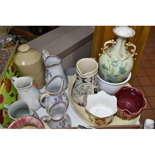 901 - FIVE BOXES AND LOOSE CERAMICS AND GLASSWARE, to include a collection of porcelain soup ladles, assor... 