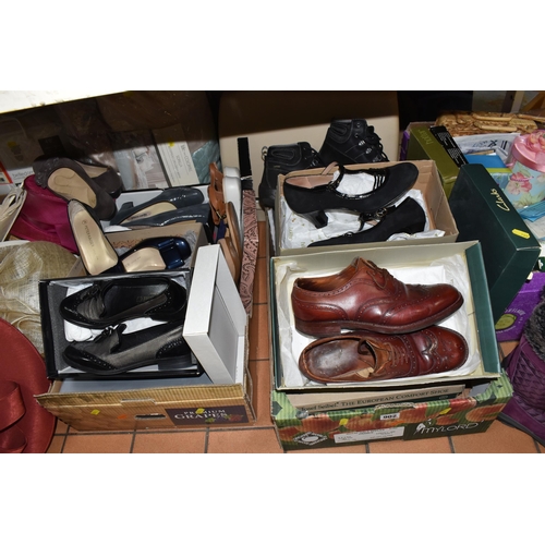 902 - SIX BOXES OF LADIES CLOTHING, SHOES AND SUNDRIES, to include boots and shoes Euro size 38, maker's n... 