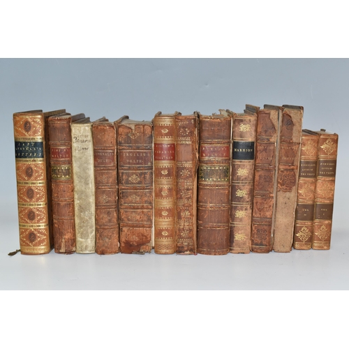 823 - A GROUP OF EIGHTEENTH CENTURY AND EARLY NINETEENTH CENTRUY ANTIQUARIAN BOOKS to include a leatherbou... 