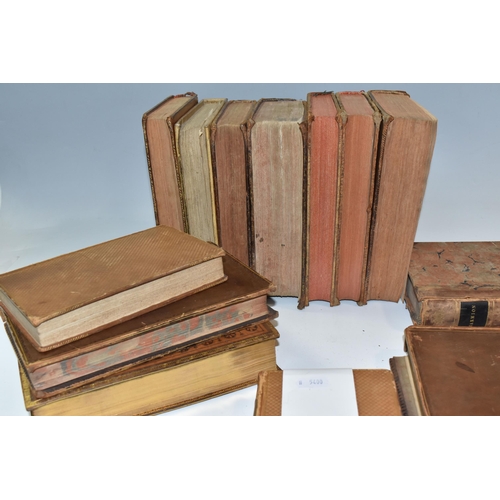 823 - A GROUP OF EIGHTEENTH CENTURY AND EARLY NINETEENTH CENTRUY ANTIQUARIAN BOOKS to include a leatherbou... 