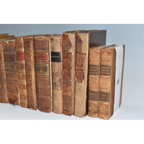 823 - A GROUP OF EIGHTEENTH CENTURY AND EARLY NINETEENTH CENTRUY ANTIQUARIAN BOOKS to include a leatherbou... 