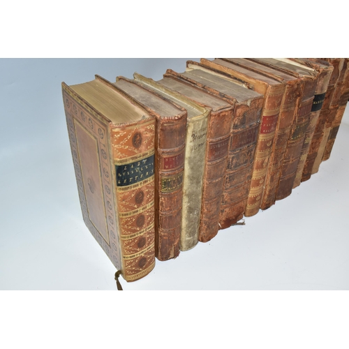 823 - A GROUP OF EIGHTEENTH CENTURY AND EARLY NINETEENTH CENTRUY ANTIQUARIAN BOOKS to include a leatherbou... 