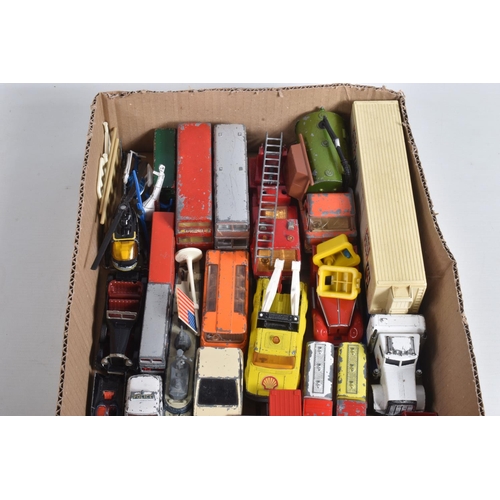 11 - A QUANTITY OF UNBOXED AND ASSORTED PLAYWORN DIECAST VEHICLES, to include Dinky, Matchbox, Corgi, Maj... 