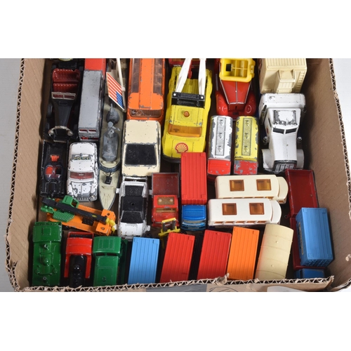 11 - A QUANTITY OF UNBOXED AND ASSORTED PLAYWORN DIECAST VEHICLES, to include Dinky, Matchbox, Corgi, Maj... 