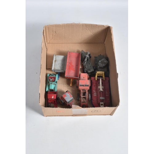 16 - A QUANTITY OF UNBOXED AND ASSORTED PLAYWORN DIECAST VEHICLES, assorted Corgi cars including Morris M... 