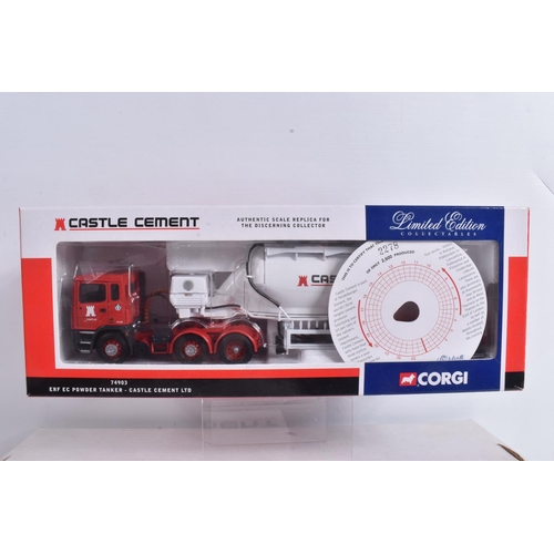 2 - FIVE BOXED CORGI CASTLE CEMENT DIECAST MODELS, to include three Limited Edition models, an ERF EC Po... 