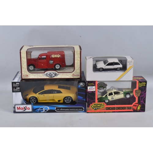 27 - A QUANTITY OF BOXED DIECAST MODEL VEHICLES, to include models by Corgi Detail Cars, Maisto, Saico, C... 