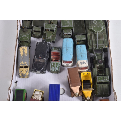 7 - A QUANTITY OF UNBOXED AND ASSORTED PLAYWORN DIECAST VEHICLES, assorted Dinky Toys military vehicles,... 