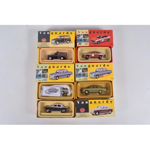 38 - NINE BOXED DIECAST 1:43 SCALE VANGUARD MODEL VEHICLES, to include a Land Rover Series II no. VA07600... 