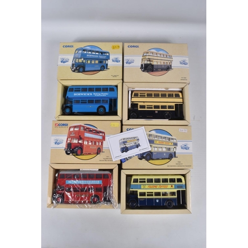 45 - A COLLECTION OF BOXED CORGI DIECAST TRANSPORTATION VEHICLES, to include a Demonstration Bus no. 9842... 