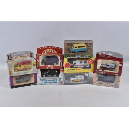 46 - A COLLECTION OF BOXED DIECAST MODEL VEHICLES, to include 21 boxed Corgi models of transport vehicles... 