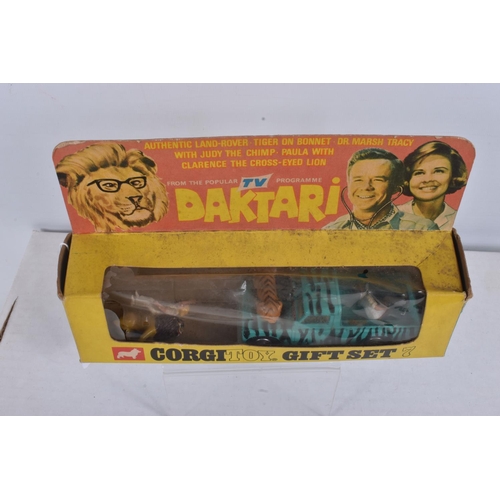 48 - A BOXED CORGI TOYS DAKTARI GIFT SET No.7, missing Chimp but complete with all other figures and Land... 