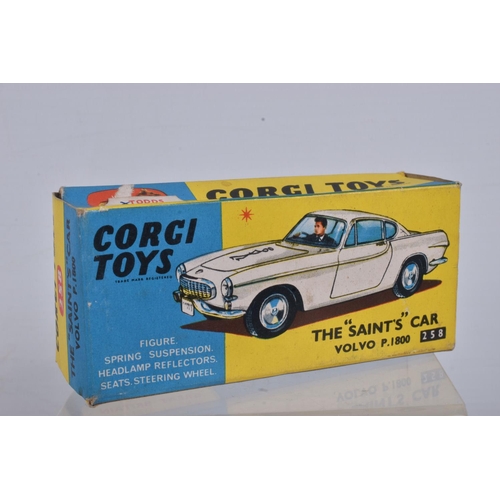 52 - A BOXED CORGI TOYS THE SAINT'S VOLVO P1800, No.258, white body with 'Saint' logo transfer to bonnet,... 