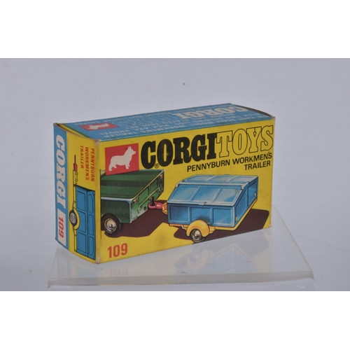 53 - A BOXED CORGI TOYS 109   WB LAND ROVER, No.438, green body, yellow interior, grey canopy, metal hook... 