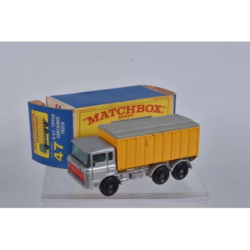 56 - FIVE BOXED MATCHBOX 1-75 SERIES MODELS, all are regular wheels issues, Mercedes Trailer, No.2, Ford ... 