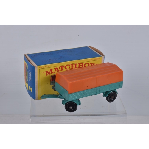 56 - FIVE BOXED MATCHBOX 1-75 SERIES MODELS, all are regular wheels issues, Mercedes Trailer, No.2, Ford ... 