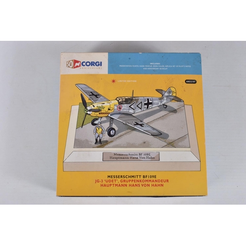 63 - A COLLECTION OF BOXED AIRPLANE MODELS, to include a Corgi 50th Anniversary Limited Edition Messersch... 