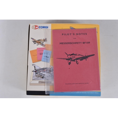 63 - A COLLECTION OF BOXED AIRPLANE MODELS, to include a Corgi 50th Anniversary Limited Edition Messersch... 