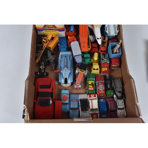 79 - A BOX OF LOOSE DIE CAST AND TIN PLATE VEHICLES AND A SMALL QUANTITY OF BOXED PROMOTIONAL MODELS, ETC... 